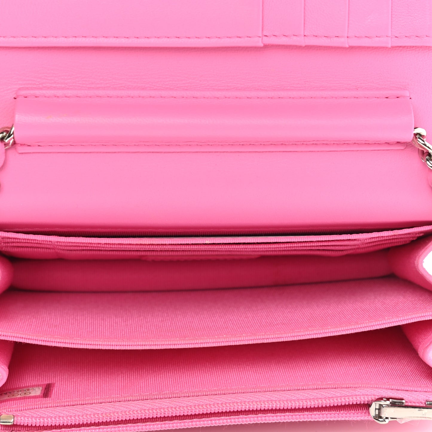 Lambskin Quilted Mini Wallet On Chain WOC Pink