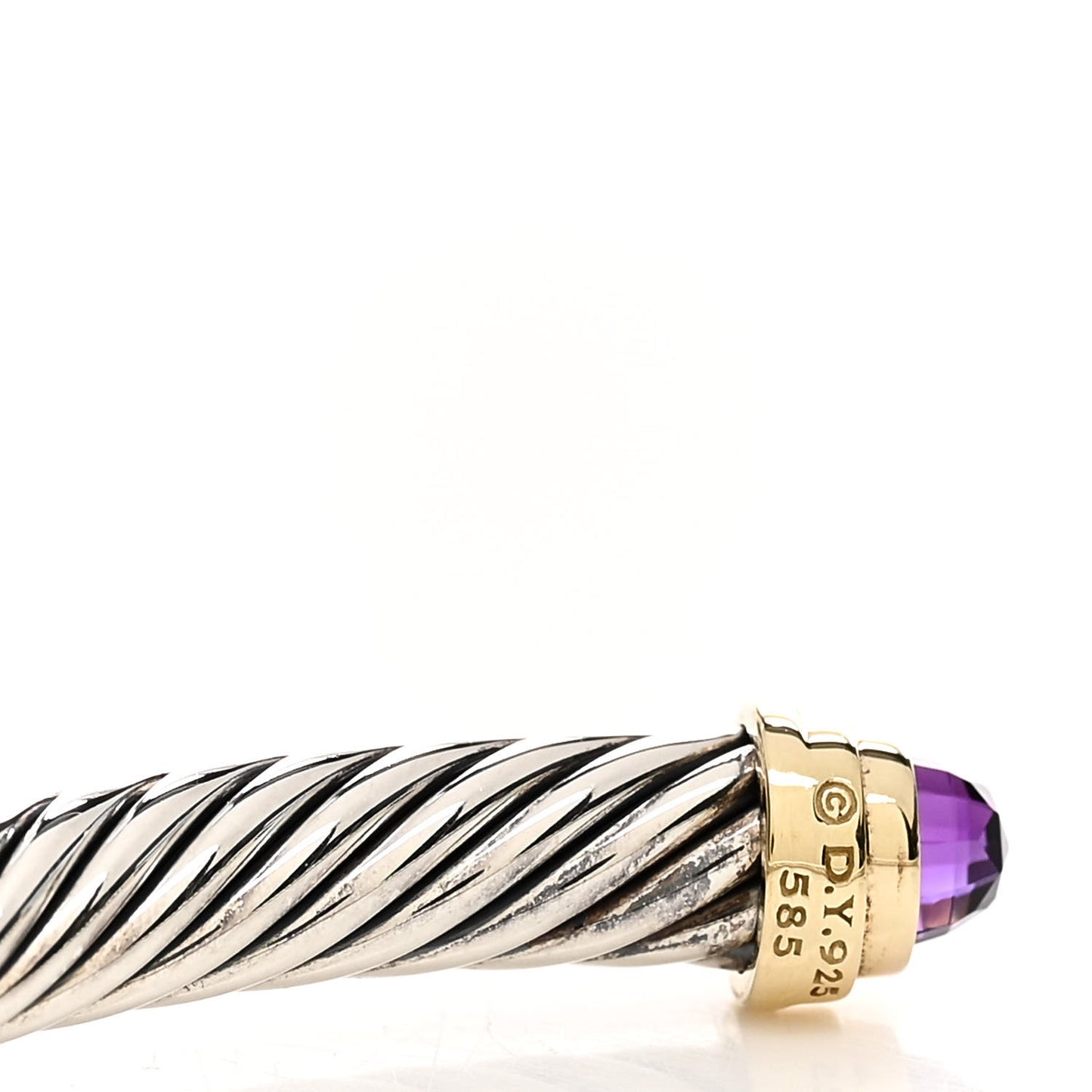 Sterling Silver 14K Yellow Gold Amethyst 5mm Cable Classics Petite Color Bracelet