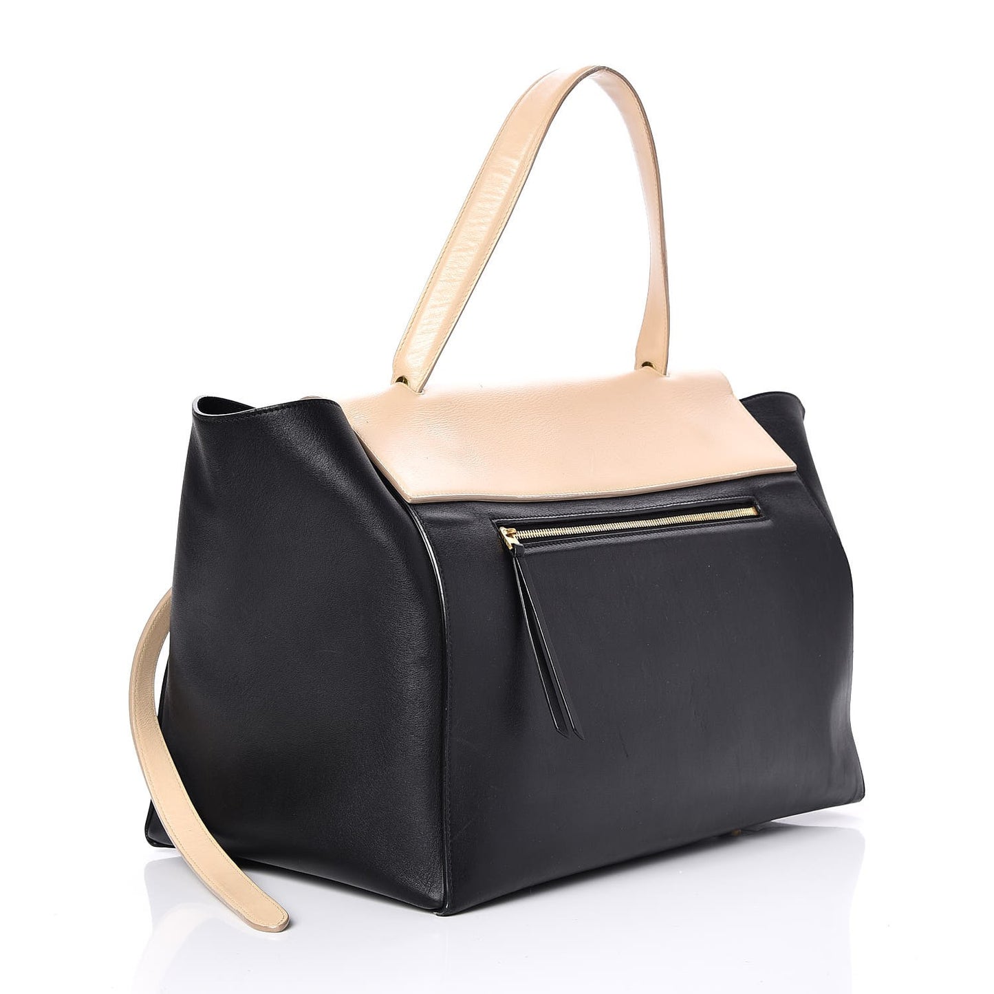 Smooth Calfskin Large Bi-Color Belt Bag Black