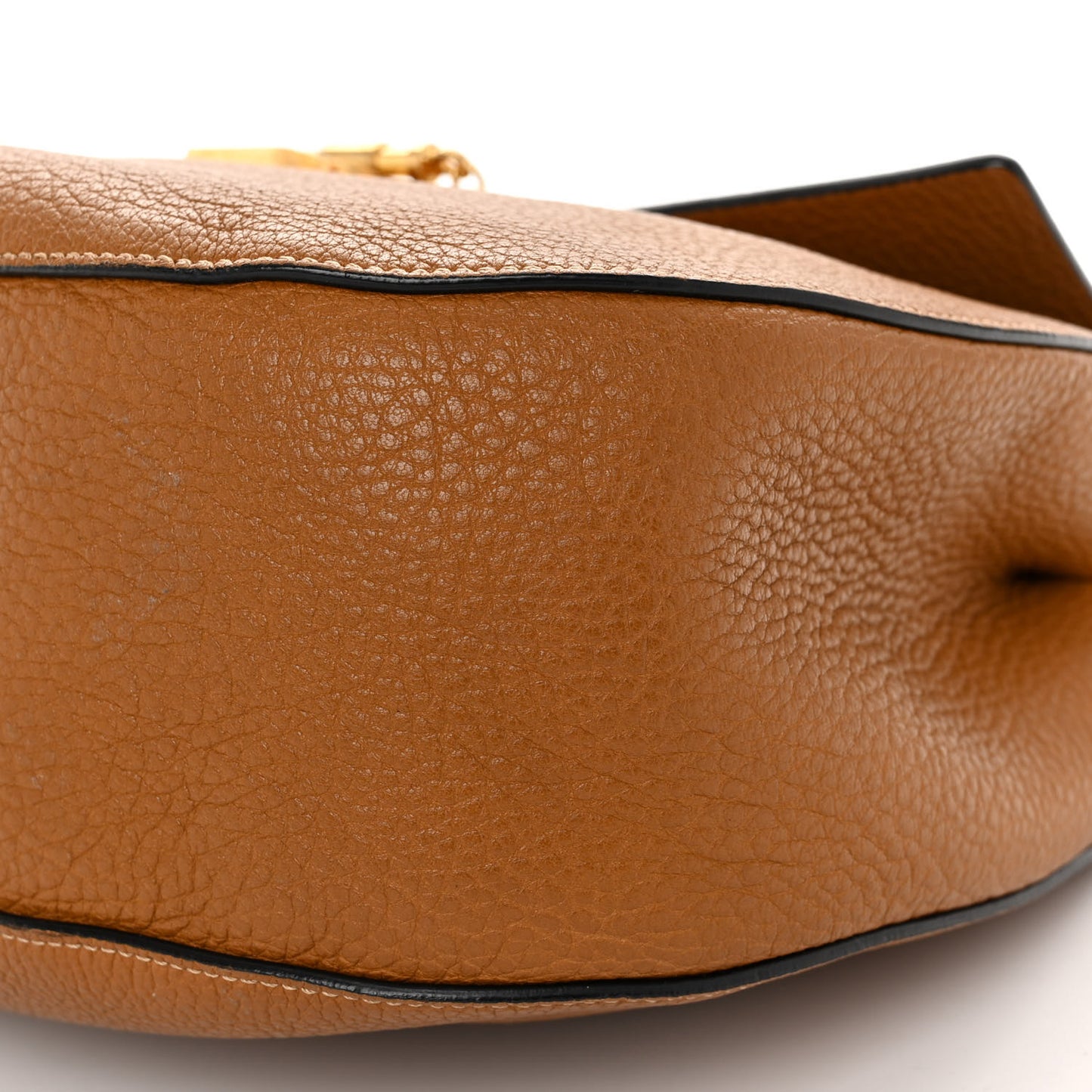 Grained Lambskin Large Drew Shoulder Bag Caramel