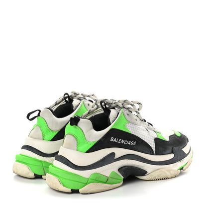 Balenciaga Fabric Mesh Womens Triple S Sneakers 38 White Green Fluo Black 4 of 17