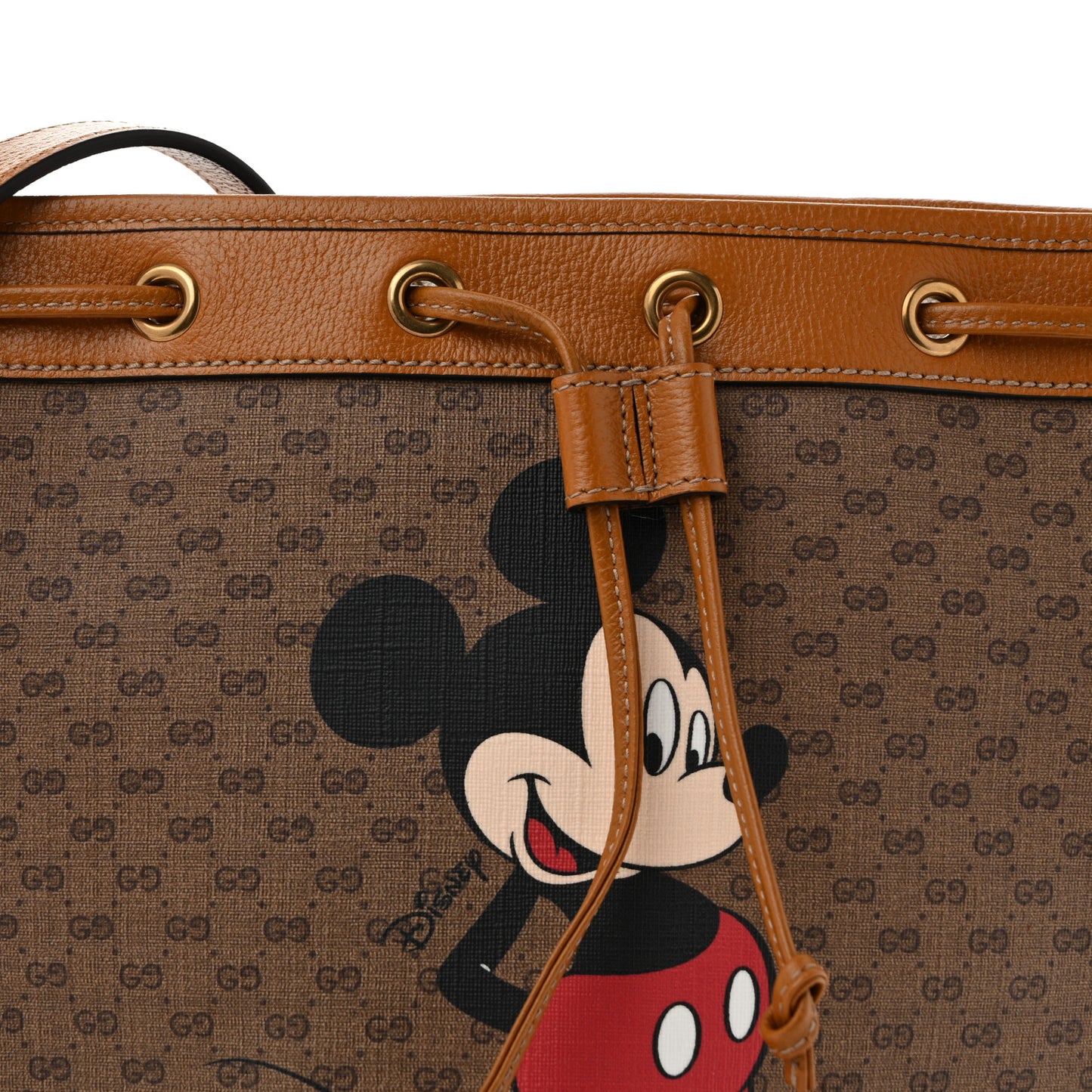 X DISNEY Mini Vintage GG Supreme Monogram Bucket Bag Beige Vintage Sun Oil
