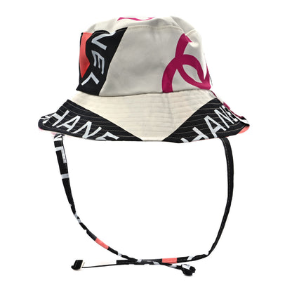 Chanel Cotton Logo Cloche Hat M Ecru Black Pink 4 of 6
