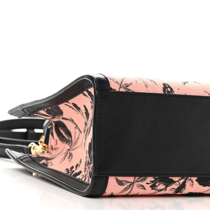Gucci Canvas Herbarium Print Ribbon Top Handle Bag Pink Black 9 of 9