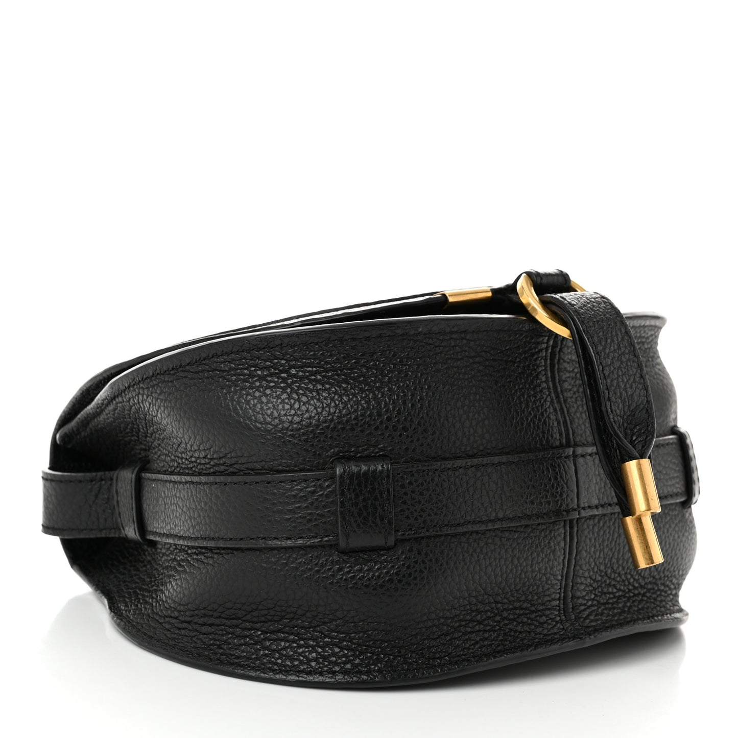 Grained Calfskin Small Marcie Saddle Bag Black