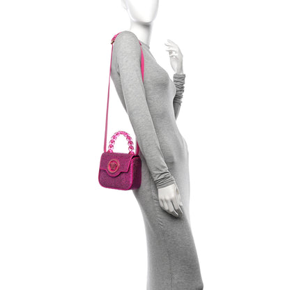 Versace Satin Crystal Studded Mini La Medusa Bag Fuxia 2 of 13
