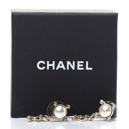 Chanel Crystal Pearl CC Drop Earrings Gold 5 of 5