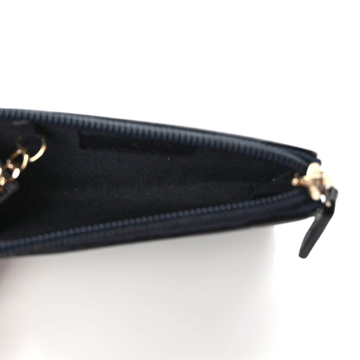 Calfskin Chain Embossed CC Key Holder Case Black