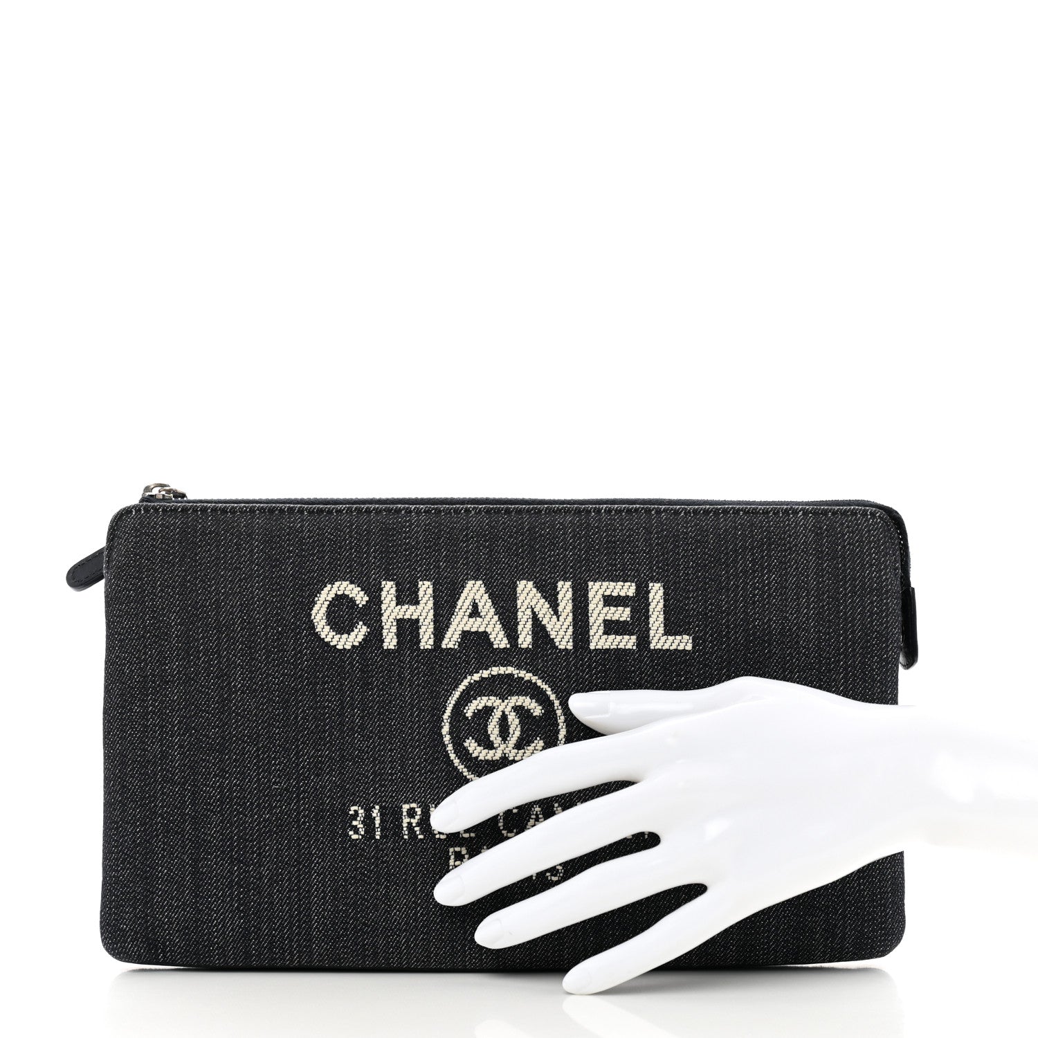 Chanel Denim Small Deauville Zipped Pouch Dark Blue 2 of 12