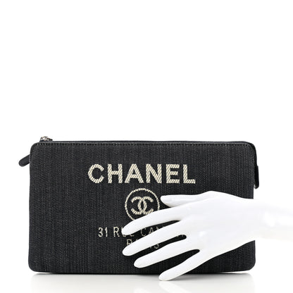 Chanel Denim Small Deauville Zipped Pouch Dark Blue 2 of 12