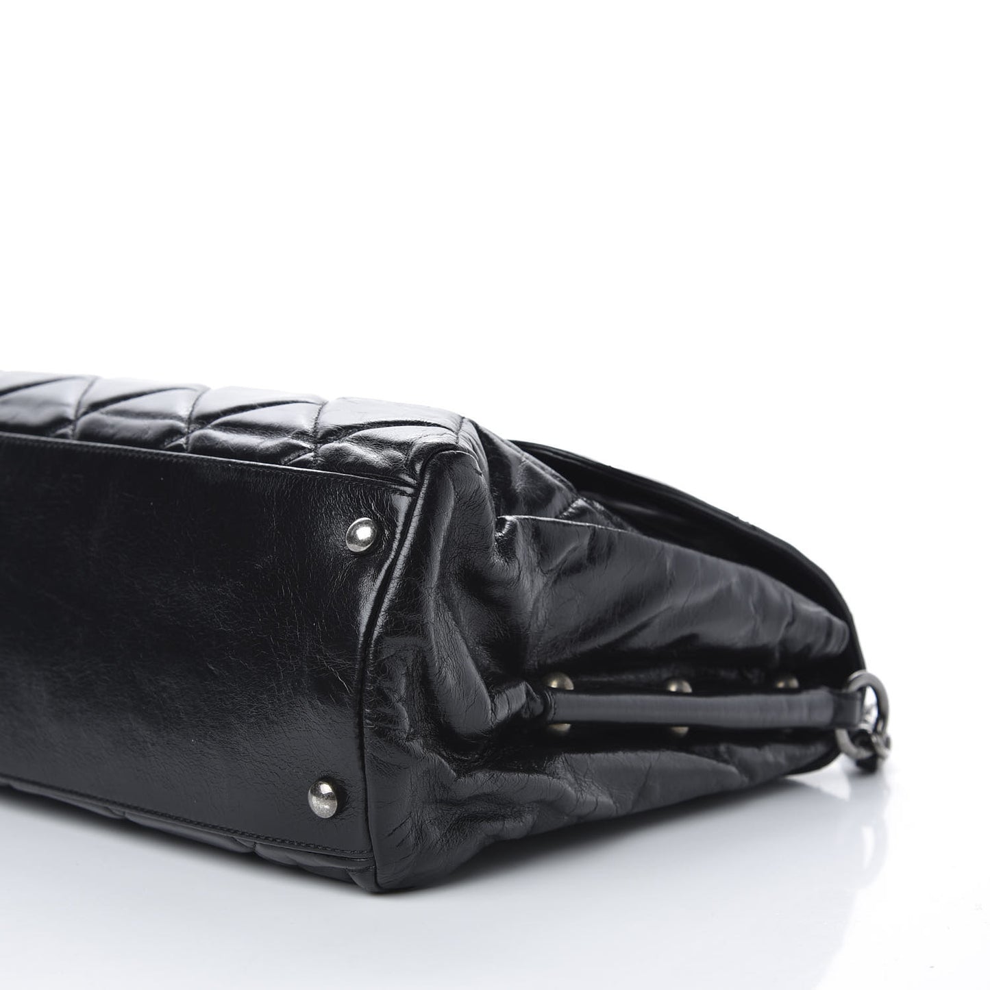 Glazed Calfskin Boy Satchel Flap Black