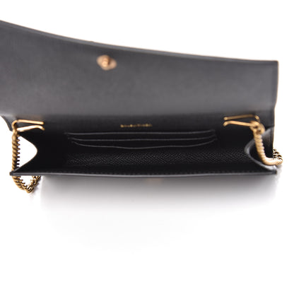 Balenciaga Signature Grained Calfskin Logo Ville Wallet on Chain Black 5 of 11