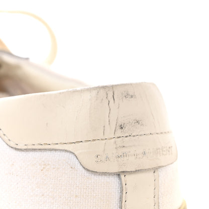 Saint Laurent Distressed Canvas Court Classic Sneakers 39 Panna 9 of 9