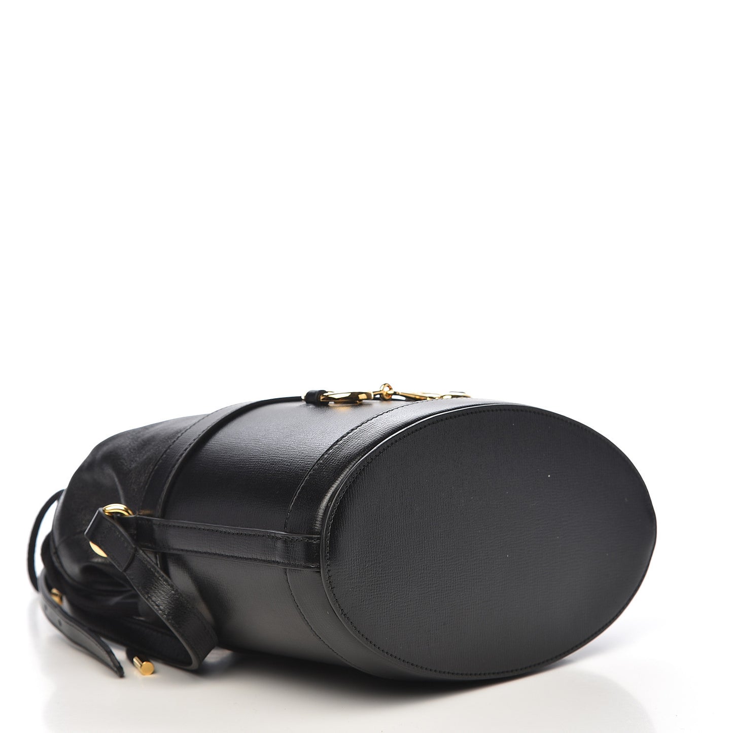 Azalea Sakai Calfskin Horsebit 1955 Drawstring Bucket Bag Black