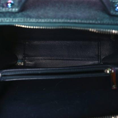 Chanel Iridescent Caviar Quilted Medium CC Filigree Vanity Case Dark Turquoise 5 of 9