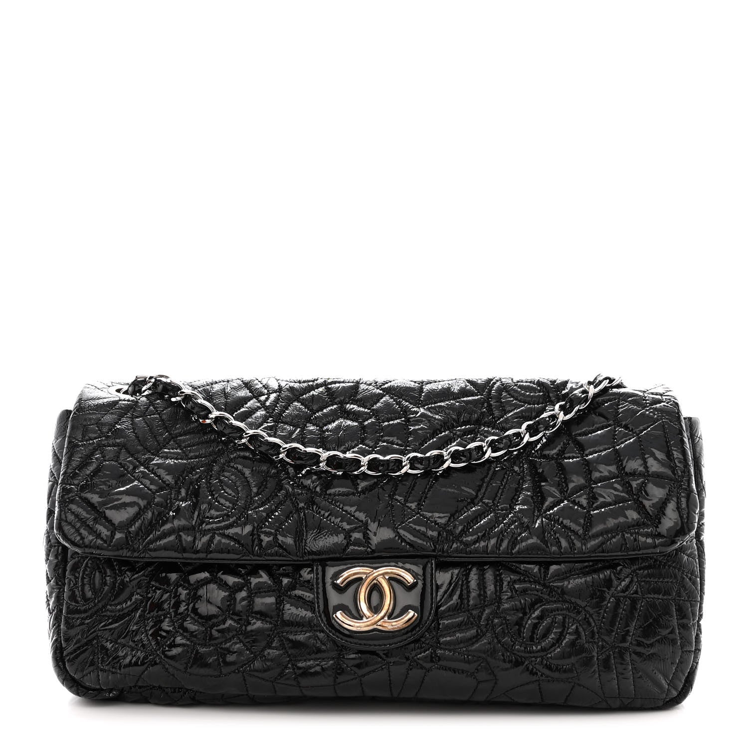 Chanel Vinyl Graphic Edge Flap Black 1 of 11