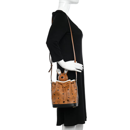 MCM Visetos Zoo Rabbit Drawstring Bucket Bag Cognac 2 of 10