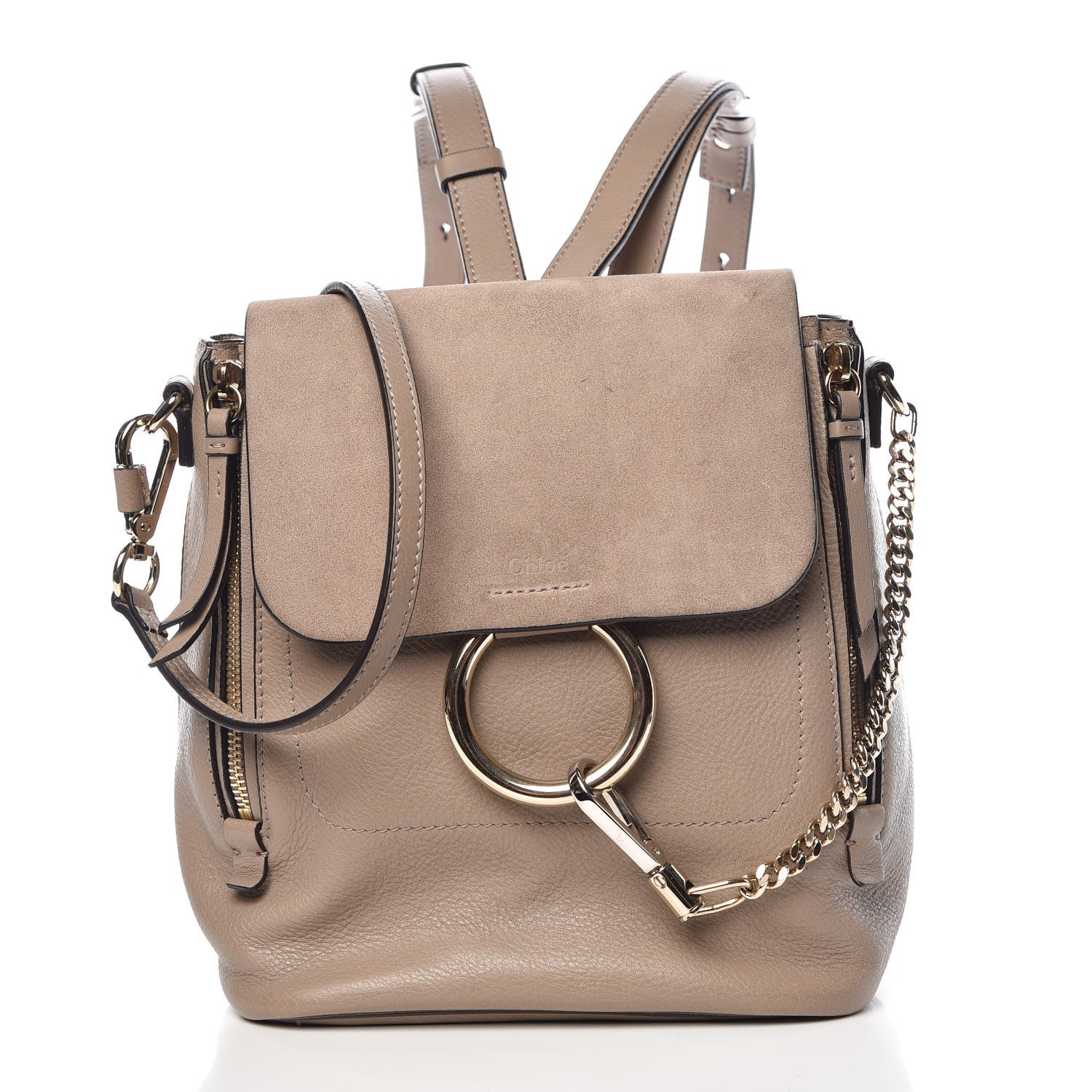 Chloe Suede Calfskin Small Faye Backpack Motty Grey 1 of 15