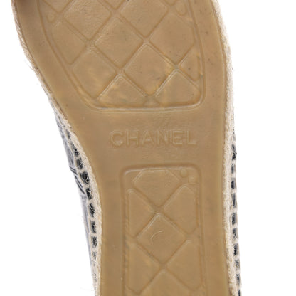 Chanel Patent Calfskin Metallic Goatskin CC Espadrilles 37 Black Silver 7 of 11