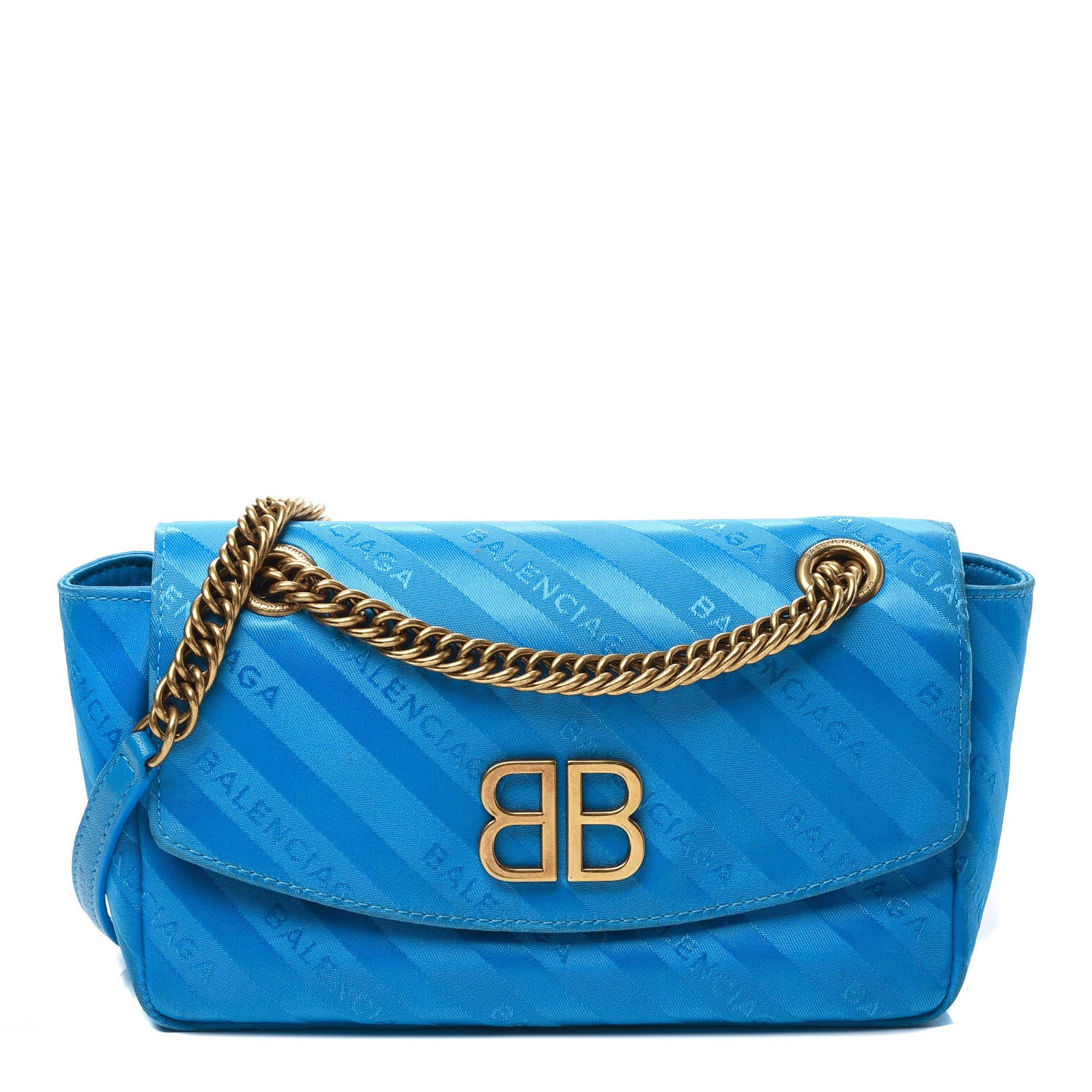 Balenciaga Nylon Jacquard Diagonal Logo S BB Round Shoulder Bag Bleu 1 of 9