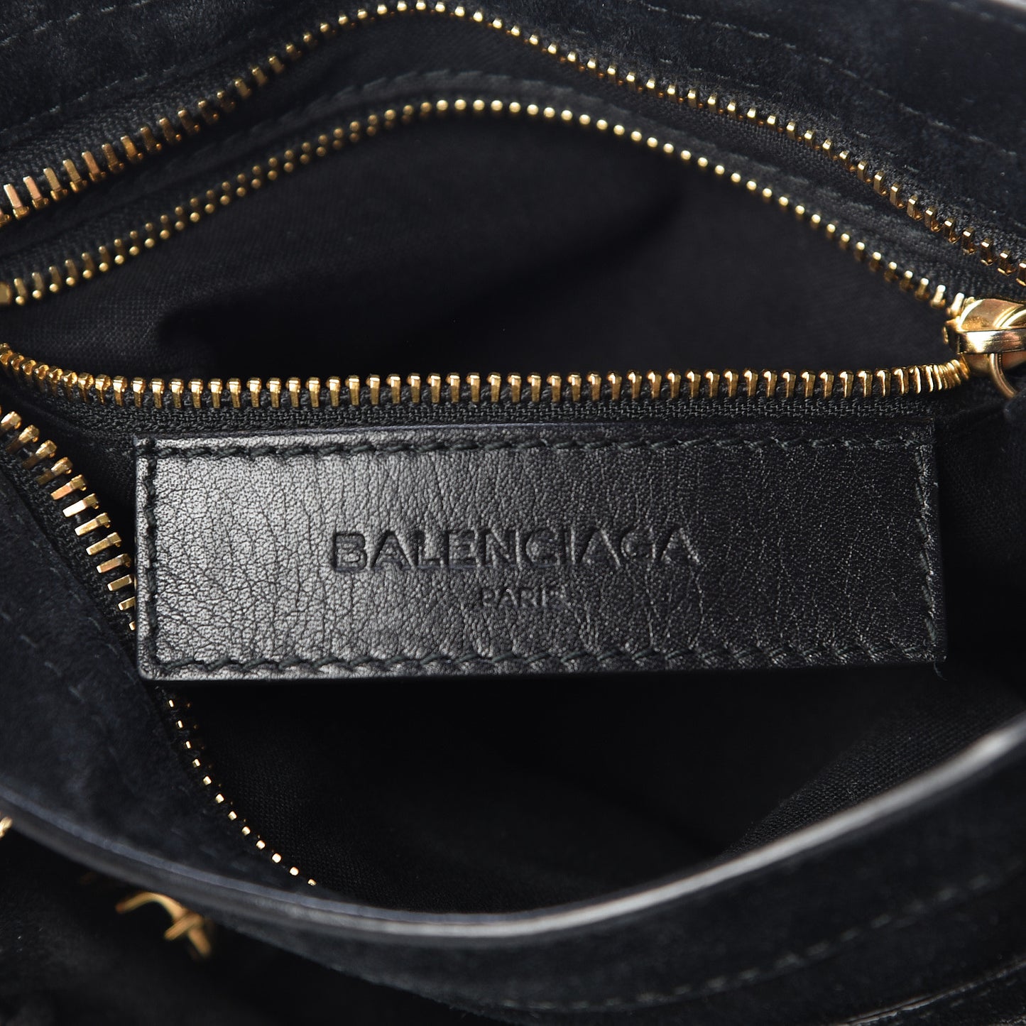 Baby Daim Suede Gold Metallic Edge Hardware Mini City Black