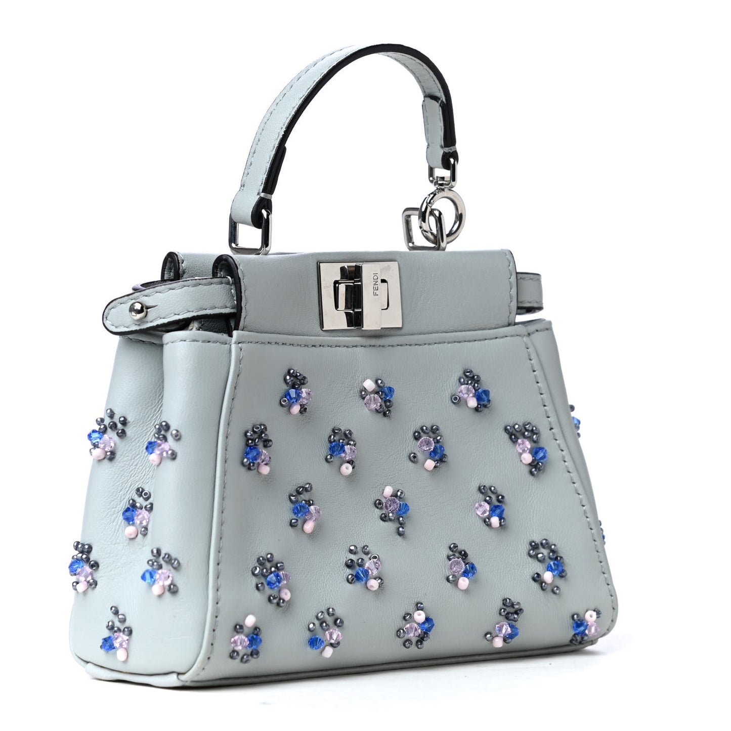 Goatskin Embellished Micro Peekaboo Iconic Satchel Blue