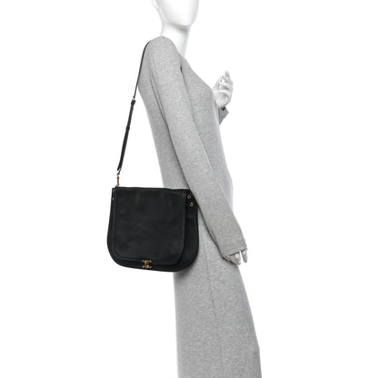 Celine Shiny Lambskin Soft Triomphe Besace Bag Black 2 of 13