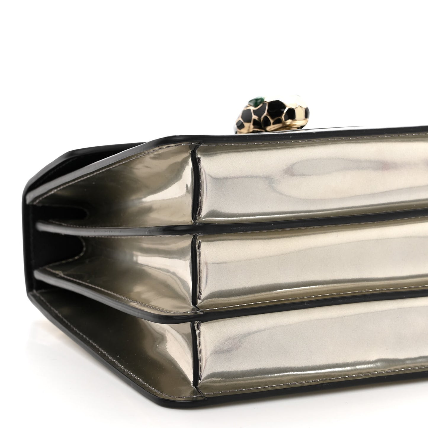 Metallic Calfskin Serpenti Forever Top Handle Silver