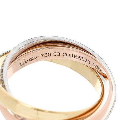 Cartier 18K White Yellow Pink Gold Diamond Small Trinity Paved Ring 53 6.25 4 of 4