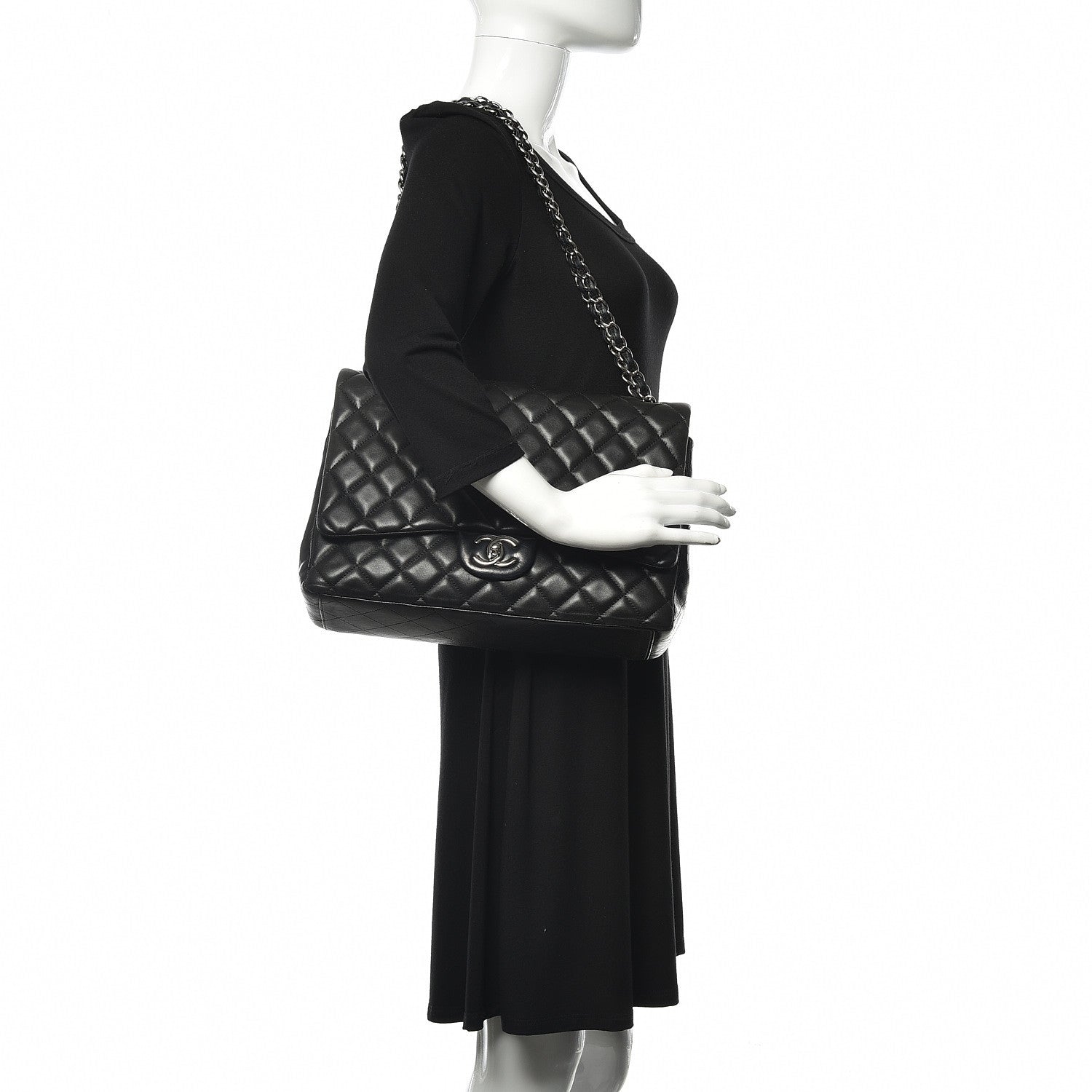 Chanel Lambskin Quilted Maxi Double Flap Black 2 of 22
