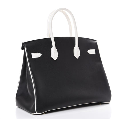 Hermes Epsom Horseshoe Birkin 35 Black White 2 of 15