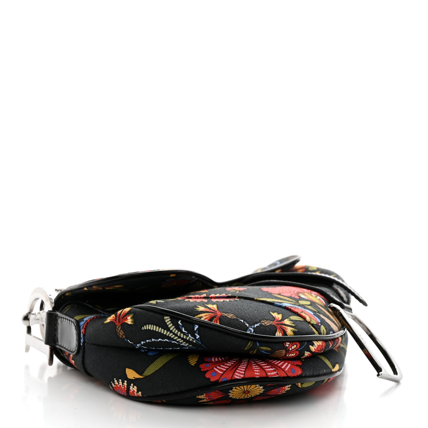 Christian Dior Canvas Floral Saddle Bag Black 4 of 10