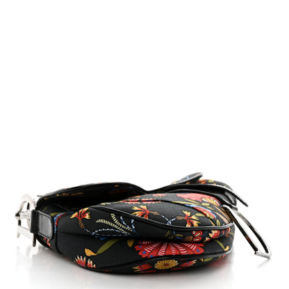 Christian Dior Canvas Floral Saddle Bag Black 4 of 10