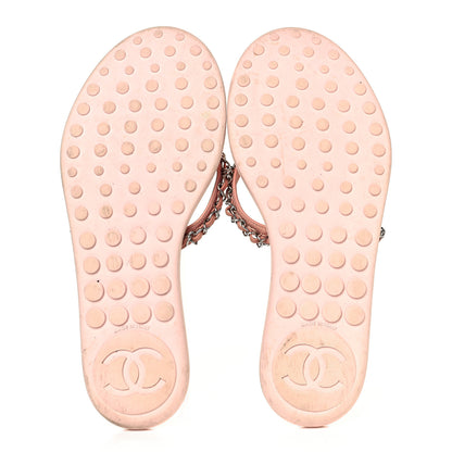 Chanel Calfskin CC Chain Thong Sandals 38 Pink 10 of 16
