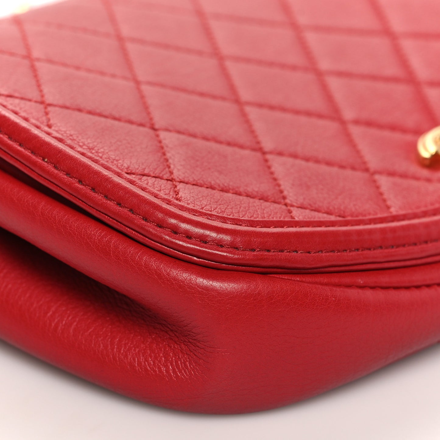 Calfskin Quilted Small Underline Flap Red