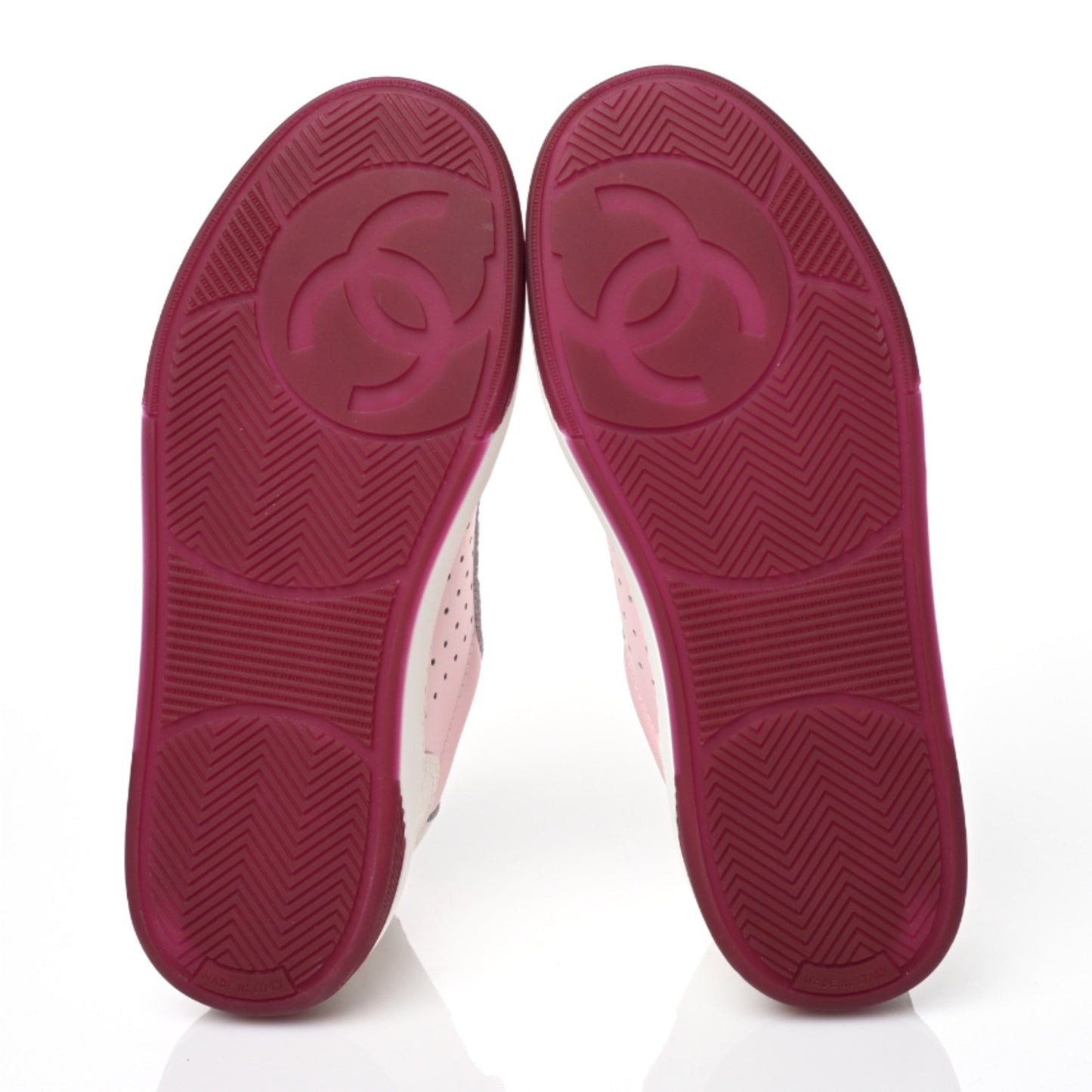 Grained Calfskin Fabric Womens Logo Sneakers 36.5 White Dark Purple
