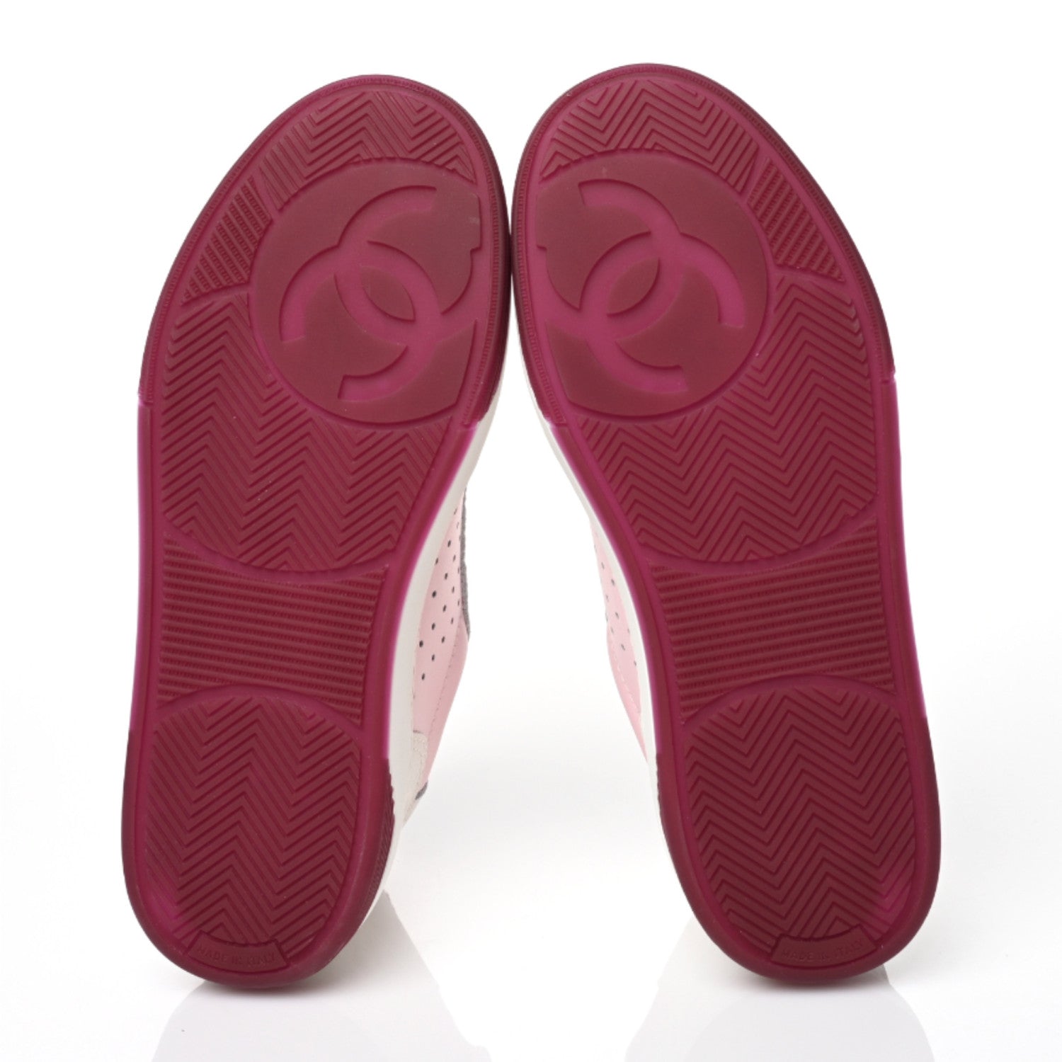 Chanel Grained Calfskin Fabric Womens Logo Sneakers 36.5 White Dark Purple 8 of 10