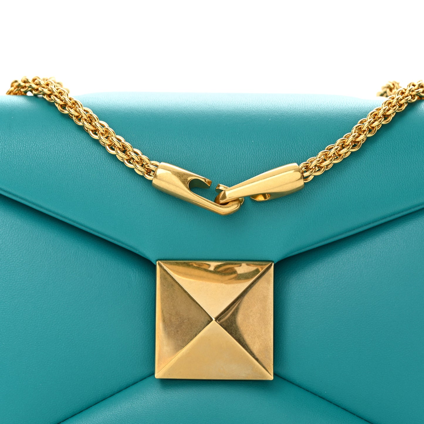 Nappa One Stud Chain Clutch Ultra Marine Green