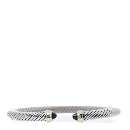 David Yurman Sterling Silver 14K Yellow Gold Amethyst 5mm Cable Classics Petite Color Bracelet 1 of 5