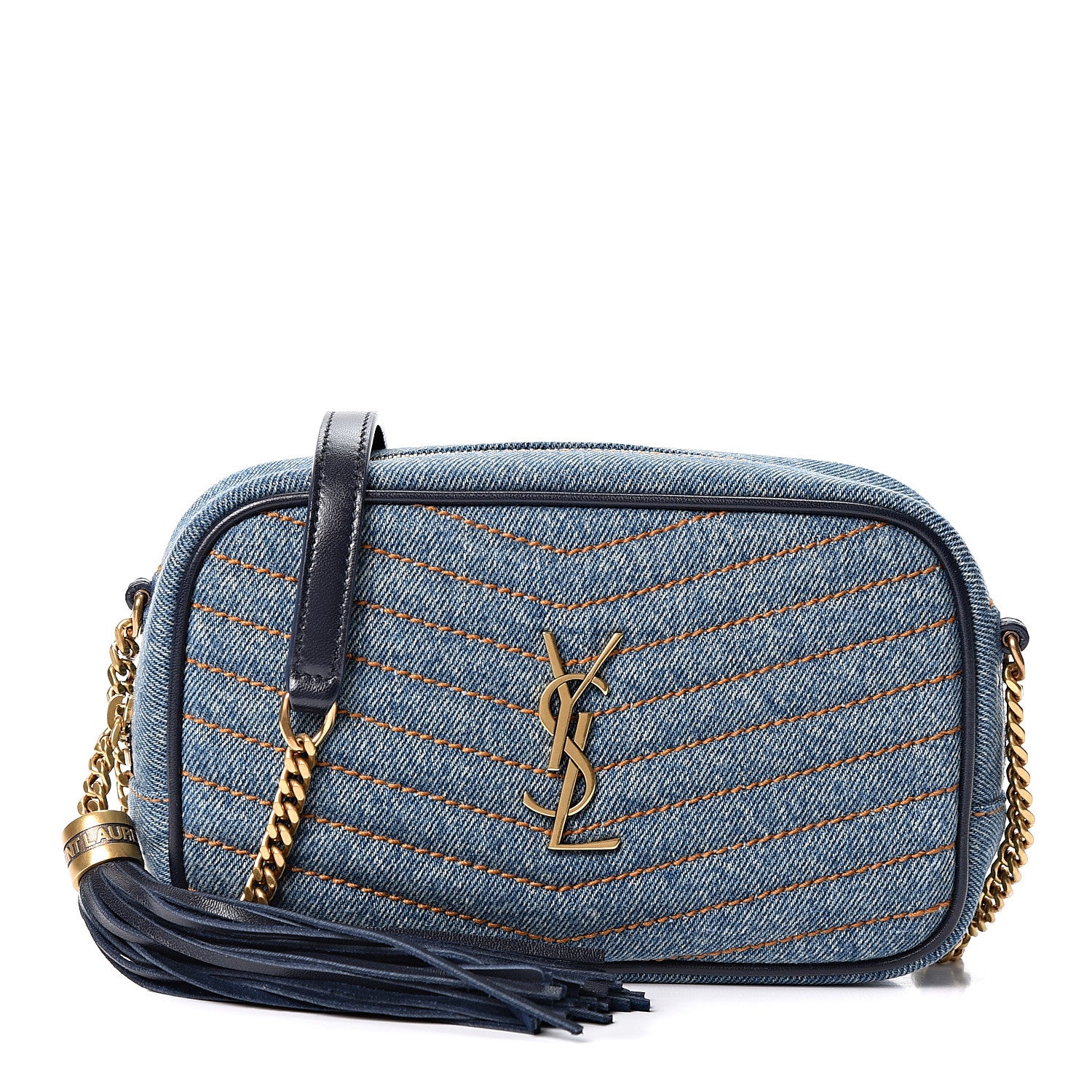 Saint Laurent Denim Matelasse Monogram Mini Lou Camera Bag California Blue 1 of 9