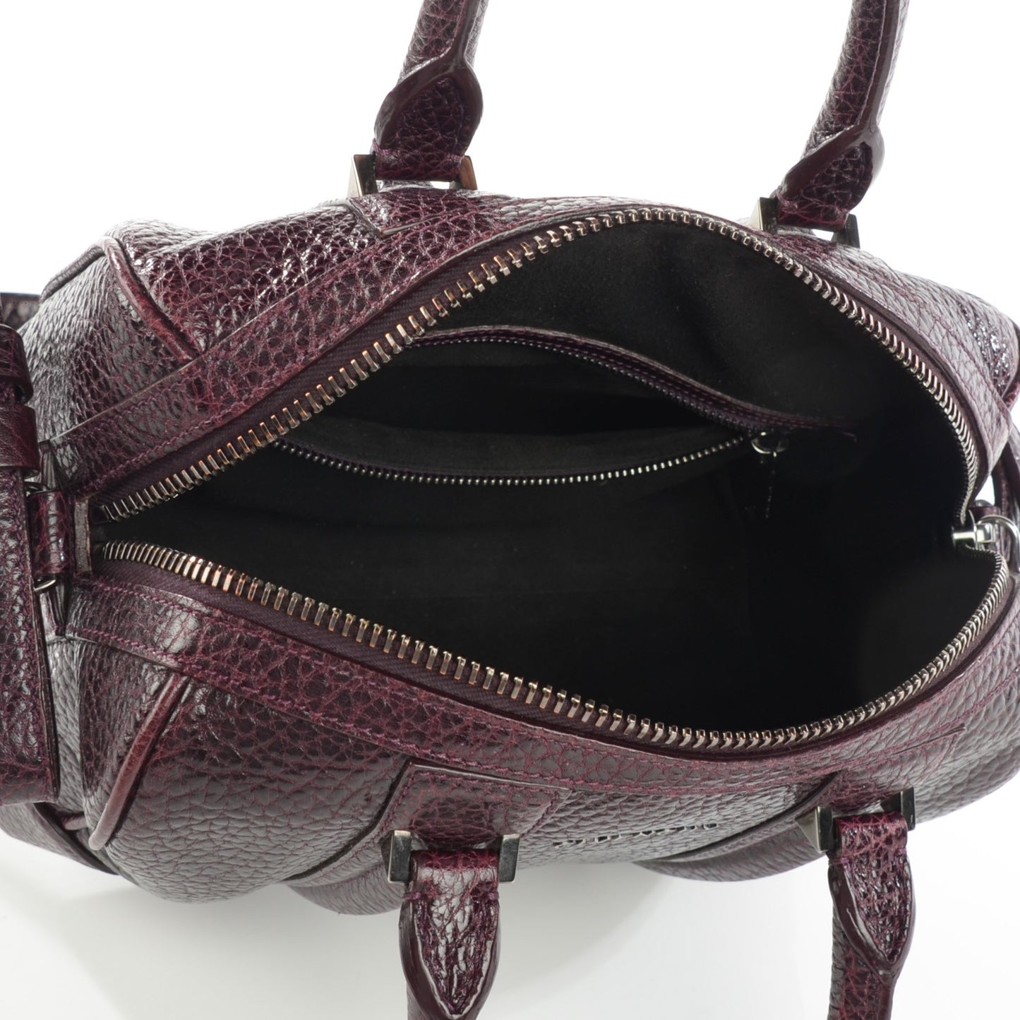Glazed Pebbled Calfskin Mini Lucrezia Aubergine