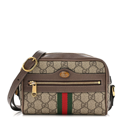 Gucci GG Supreme Monogram Web Mini Ophidia Shoulder Bag Brown 1 of 18
