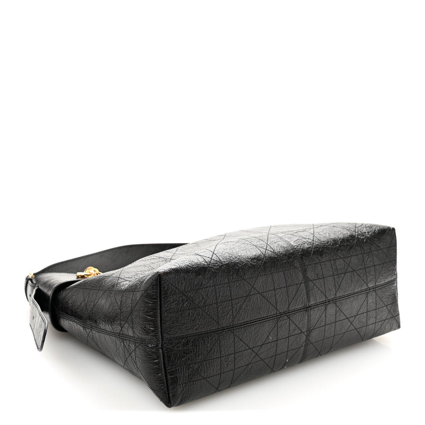 Crinkled Calfskin Macrocannage Large Voyage Bag Black