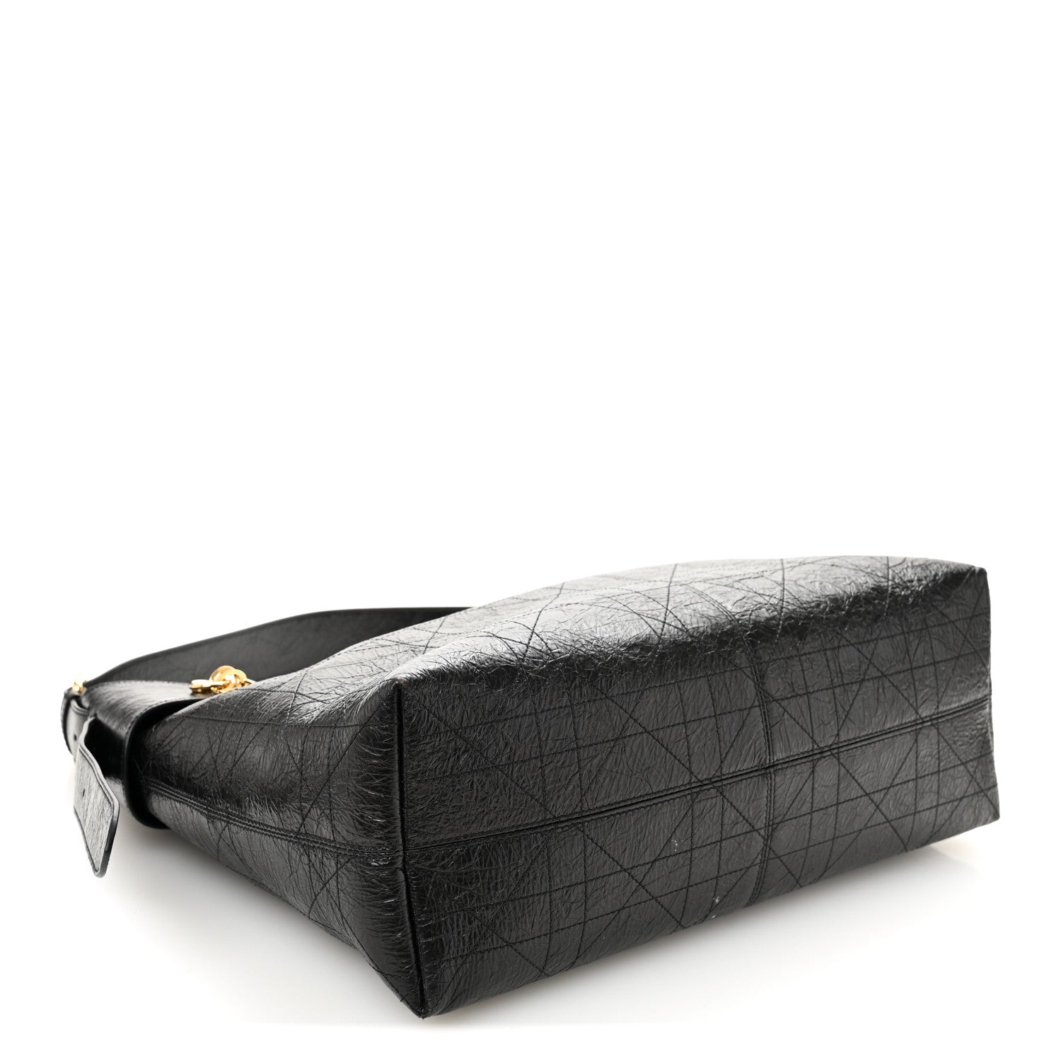 Christian Dior Crinkled Calfskin Macrocannage Large Voyage Bag Black 4 of 11