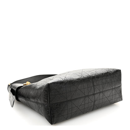 Christian Dior Crinkled Calfskin Macrocannage Large Voyage Bag Black 4 of 11