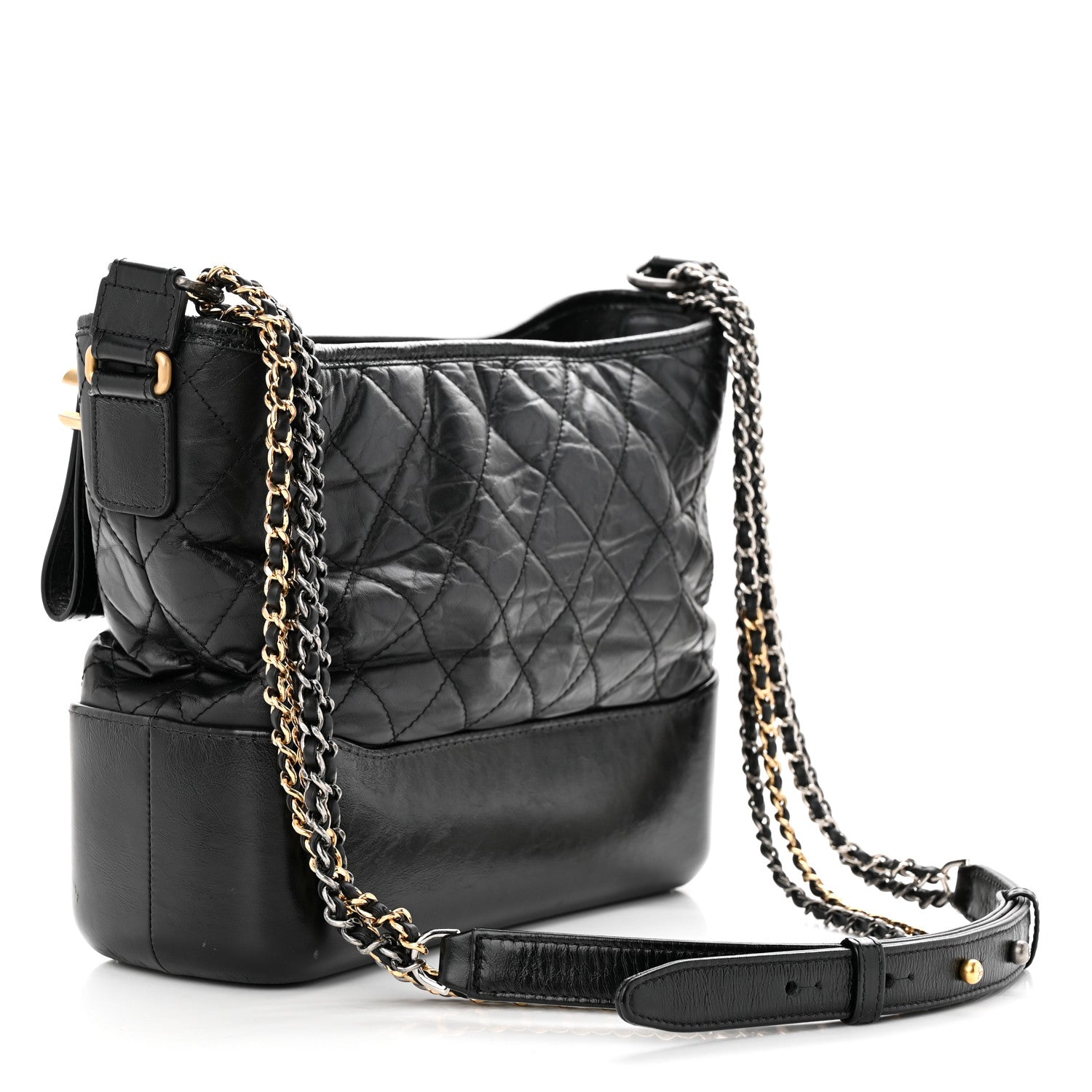 Chanel Aged Calfskin Quilted Medium Gabrielle Hobo Black 3 of 12