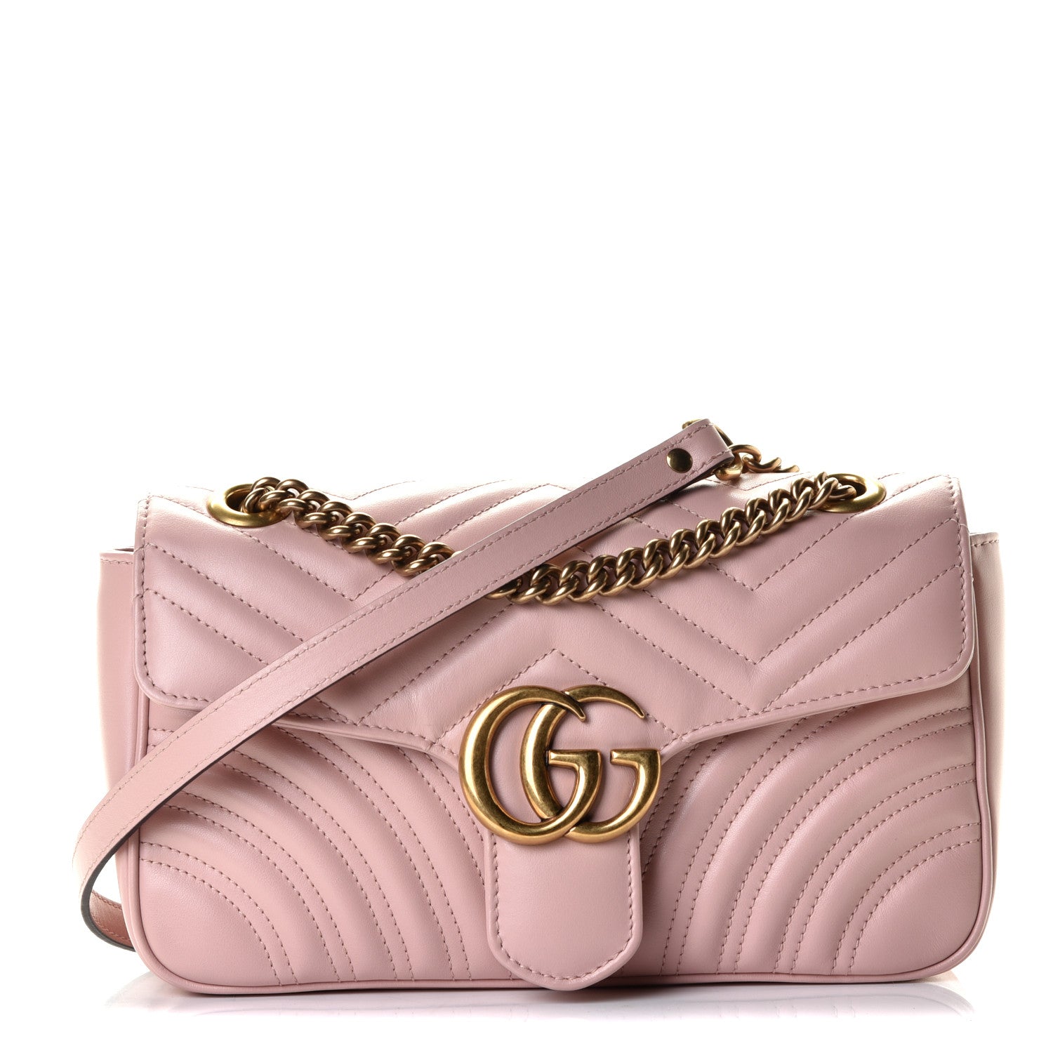 Gucci Calfskin Matelasse Small GG Marmont Shoulder Bag Perfect Pink 1 of 5