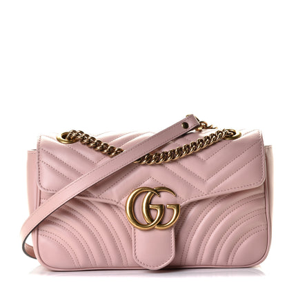 Gucci Calfskin Matelasse Small GG Marmont Shoulder Bag Perfect Pink 1 of 5