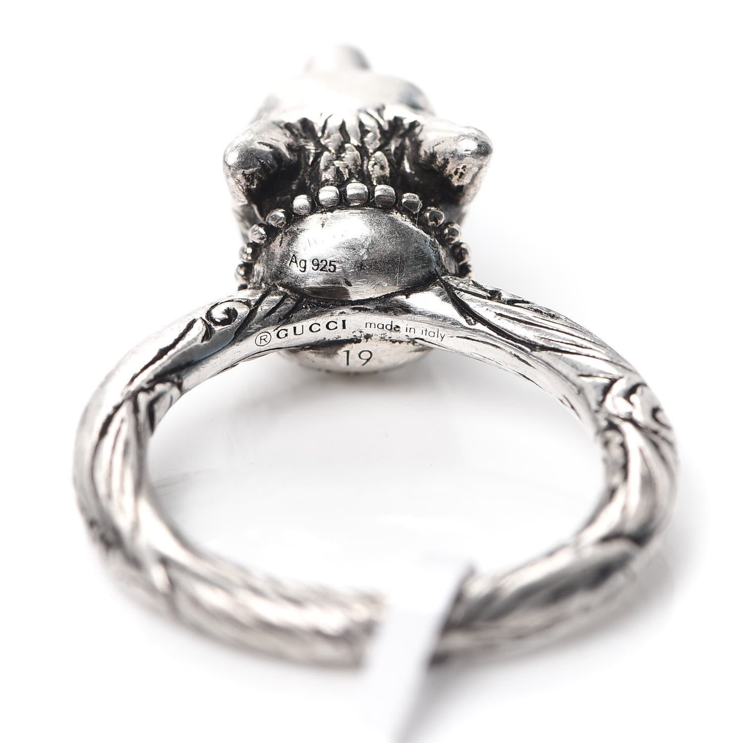 Gucci Sterling Silver Anger Forest Wolf Head Ring 59 8.75 6 of 6