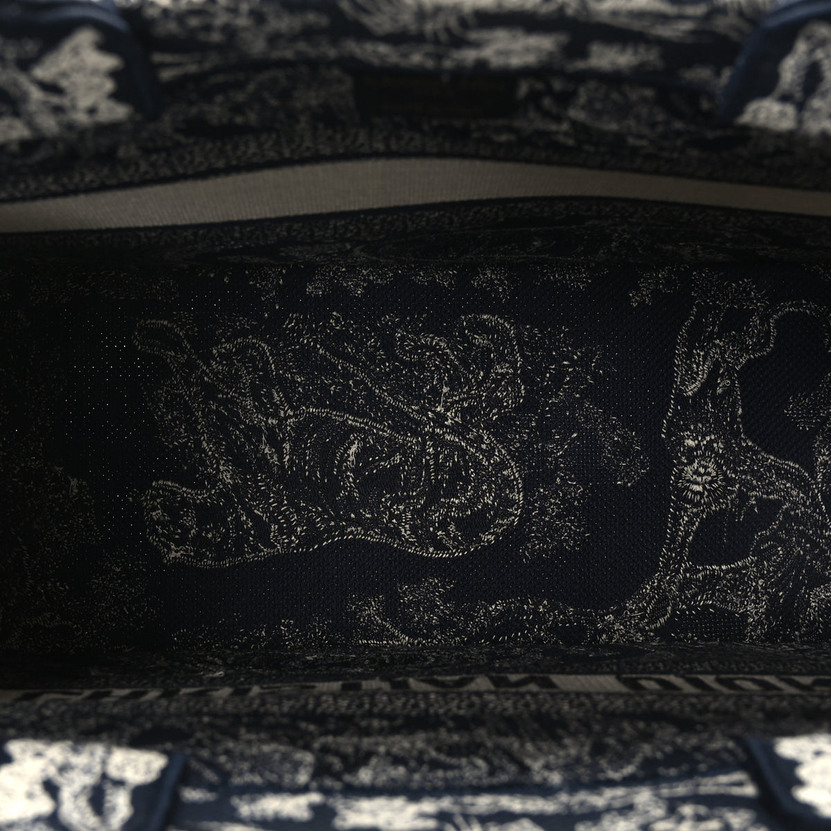 Canvas Embroidered Medium Toile De Jouy Reverse Book Tote Blue